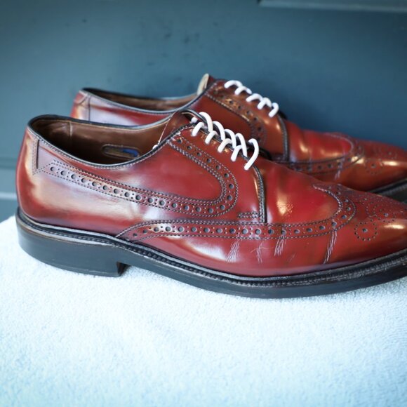 Allen Edmonds 9-D No-Model Mens Burgundy Wingtip Derby Dress Shoes - Picture 6 of 14